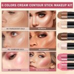 6 Colours Cream Contour Stick Make-up Contour Package,Double-ended Cream Bro... - Image 3