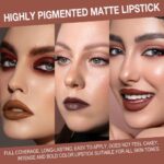 evpct 3Pcs Heat Brown Maroon Darkish Wine Pink Gradient Matte Lipstick Lip... - Image 4