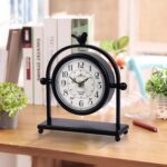 MODE HOME Silent Battery Operated Black Steel Analog Desk Clock with B... - Image 3