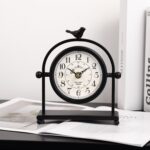 MODE HOME Silent Battery Operated Black Steel Analog Desk Clock with B... - Image 4
