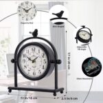 MODE HOME Silent Battery Operated Black Steel Analog Desk Clock with B... - Image 5