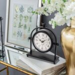 MODE HOME Silent Battery Operated Black Steel Analog Desk Clock with B... - Image 7