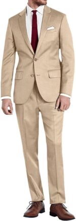 Mens Slim Match 2 Piece Swimsuit Two Button Notched Lapel Stable Swimsuit Jacket ... - Image 6