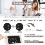 Kogonee Picket Digital Alarm Clock, 0-100% Dimmer, 2 Alarm Settings, W... - Image 5