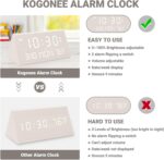 Kogonee Picket Digital Alarm Clock, 0-100% Dimmer, 2 Alarm Settings, W... - Image 9