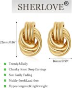 Stylish Gold Plated Knot Earrings for Girls Chunky Assertion Drop Dangl... - Image 4