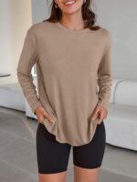 Stylish Queen Womens Outsized Lengthy Sleeve T Shirts 2025 Primary Crewneck... - Image 3