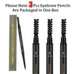 3 Pcs Waterproof Eyebrow Pencil Darkish Brown, Premium Eye Forehead Pencil Br... - Image 3