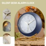 Silent Desk Analog Alarm Clock No Ticking, Lighted on Demand and Batt... - Image 3