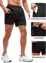 Aolesy Males's 2 in 1 Operating Shorts 5" Exercise Health club Athletic Shorts for ... - Image 6