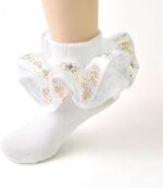 7 Pairs of Cute Ruffled Socks in Assorted Colours with Gold Foil Patter... - Image 4