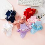 7 Pairs of Cute Ruffled Socks in Assorted Colours with Gold Foil Patter... - Image 7