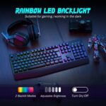 Gaming Keyboard, 7-Colour Rainbow LED Backlit, 104 Keys Quiet Gentle Up ... - Image 3