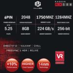 RX 580 8GB Graphics Card, 2048SP GDDR5 256 Bit GPU, PCIE 3.0 Gaming Vi... - Image 3