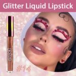 evpct 1Pcs Nude Gold Glitter Metallic Shimmer Diamond Lipstick Lip Glo... - Image 3