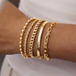 Gold Bracelets for Ladies,Dainty Bracelets Set for Ladies Stylish, Gold B... - Image 3