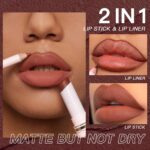 USHAS Lipstick and Lip Liner Combo Set 2 in 1 Waterproof Lipstick for ... - Image 3