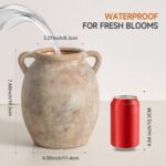 Ceramic Flower Vase 7.6 inch Farmhouse Rustic Vase Ornamental Pottery ... - Image 3