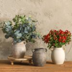 Ceramic Flower Vase 7.6 inch Farmhouse Rustic Vase Ornamental Pottery ... - Image 9