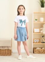 child Younger Woman Garments Outfits Cute Candy Bowknot Print T-Shirt + Bowk... - Image 3