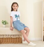child Younger Woman Garments Outfits Cute Candy Bowknot Print T-Shirt + Bowk... - Image 4