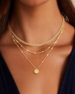 14K Gold Plated Layering Necklaces For Girls Gold Necklace Set, Cuban ... - Image 4