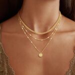 14K Gold Plated Layering Necklaces For Girls Gold Necklace Set, Cuban ... - Image 5