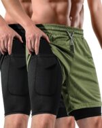 2 in 1 Mens Shorts Informal 2 Pack, Operating Gymnasium Shorts for Males 7 Inch, W... - Image 2