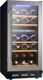 26 Bottles Wine Cellar, 15 Inch Compressor Wine Cooler with Twin Zone,... - Image 2