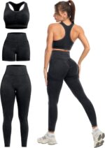 3 Piece Exercise Units for Ladies Butt Lifting Leggings with Excessive Influence ... - Image 2