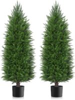 4FT Synthetic Topiary Cedar Vegetation Out of doors, Fake Pine Bushes UV Resist... - Image 2