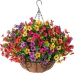 Synthetic Fake Hanging Vegetation Flowers Basket for Summer season Out of doors Outsi... - Image 2