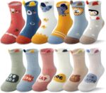 Child Socks, 12 Pairs Toddler Ankle Socks Non Slip Cotton Grip for Newb... - Image 2