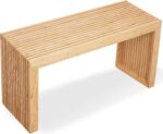 Bamboo Natural 36 inch Wooden Bench, Small Wood Benches for Entryway, ... - Image 2