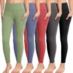 CHRLEISURE Girls' Athletic Leggings with Pockets, 5 Packs Kids Teen Da... - Image 2