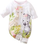 Cute Giraffe + Zebra With Floral Print Lengthy Sleeve Child Lady Garments W... - Image 2