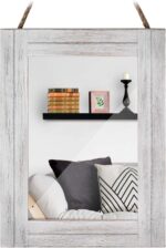DECORKEY Rectangle Wall Mirror For Lavatory, Distressed White Wooden Dec... - Image 2