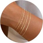 Gold Bracelets for Girls, 14K Dainty Gold Plated Stackable Bracelets f... - Image 2