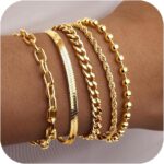 Gold Bracelets for Ladies,Dainty Bracelets Set for Ladies Stylish, Gold B... - Image 2