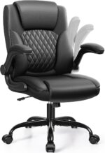 Leather-based Workplace Chair, PU Residence Pc Desk Chairs with Ergonomic Again... - Image 2