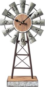 MODE HOME Farmhouse Windmill Desk Clock - 15.75 Inch Galvanized Metal ... - Image 2
