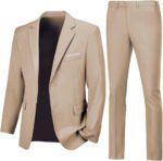 Mens Slim Match 2 Piece Swimsuit Two Button Notched Lapel Stable Swimsuit Jacket ... - Image 2