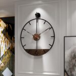 Trendy Wooden Walnut Dial Wall Clock, Massive Easy Wall Decor Steel Fram... - Image 2