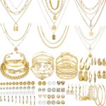 NEWITIN 69 Items Gold Jewellery Set for Girls Trend Costume Jewellery G... - Image 2