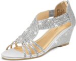 PIZZ ANNU Ladies's Diana Low Wedge Sandals Sparkly Rhinestone Open Toe ... - Image 2