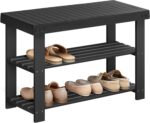 SONGMICS Shoe Rack Bench, 3-Tier Bamboo Shoe Storage Organizer, Entryw... - Image 2
