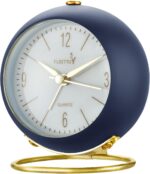 Silent Desk Analog Alarm Clock No Ticking, Lighted on Demand and Batt... - Image 2
