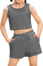 Stelle Girls 2 Piece Outfits Cute Sleeveless Summer Short Sets Athleti... - Image 2
