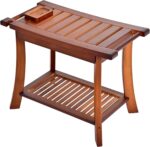 Teak Shower Chair Stool, 24 Inch Shower Bench Seat, Wooden Bathroom Be... - Image 2