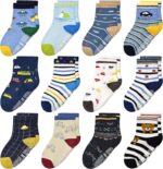 Tphon Non Slip Youngsters Toddler Socks with Grippers Child 12 Pairs Anti Ski... - Image 2